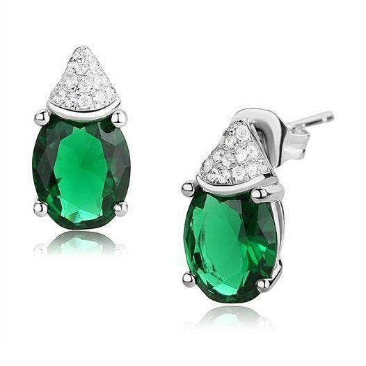 Elegant green gemstone silver earrings featuring a sparkling design for a chic look