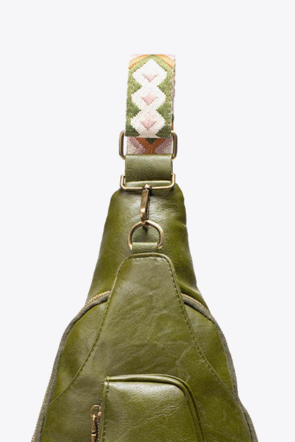 Trendsi pink PU leather sling bag with stylish strap and functional design for daily use