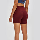 Trendsi women's gym shorts with high waist in burgundy for comfort during workouts