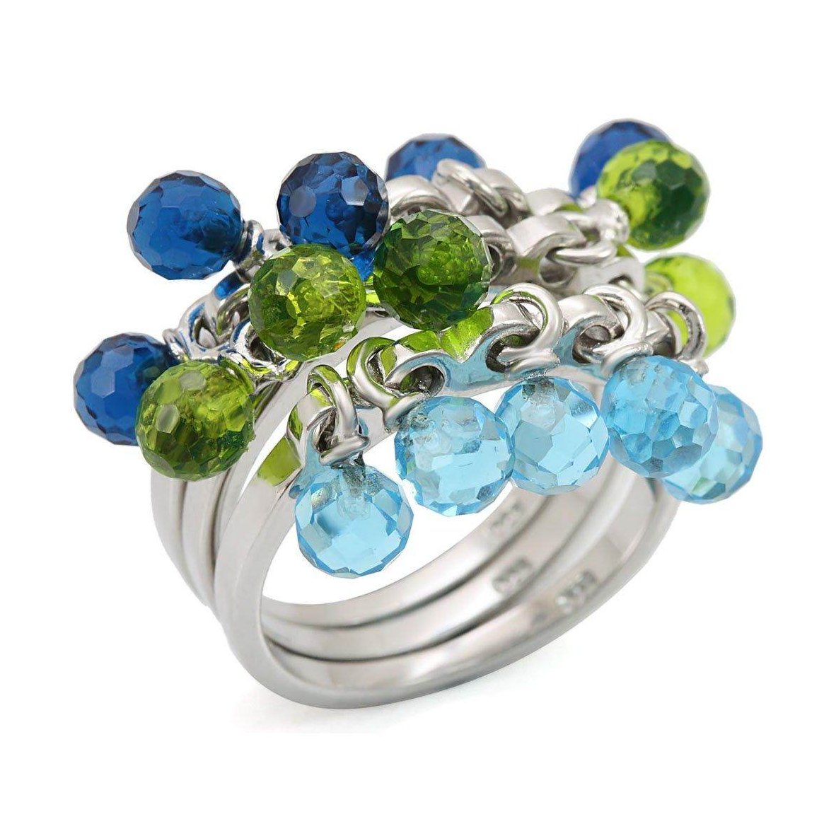Colorful VacationGrabs handmade gemstone ring for gifts featuring blue and green gemstones