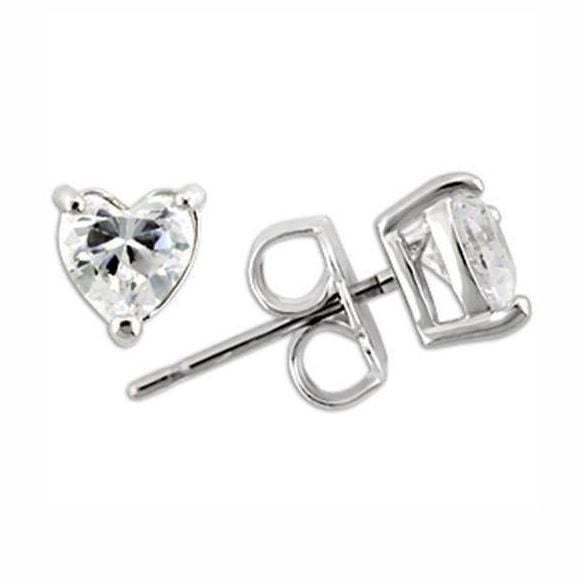 Heart shaped sterling silver earrings with sparkling stones for elegant women
