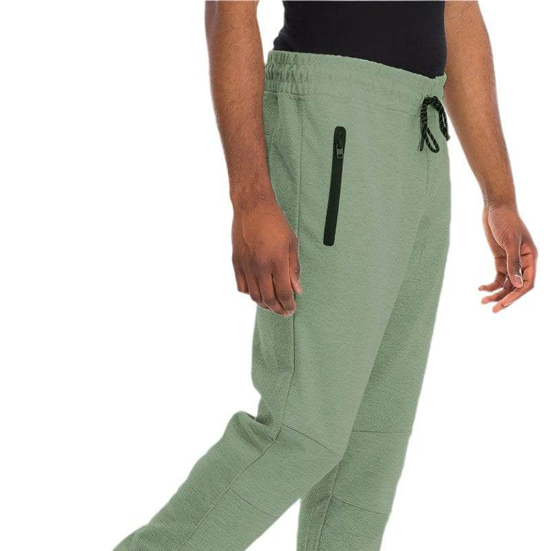 Mens heathered sweatpants for men in green with zippered pockets and a comfortable fit