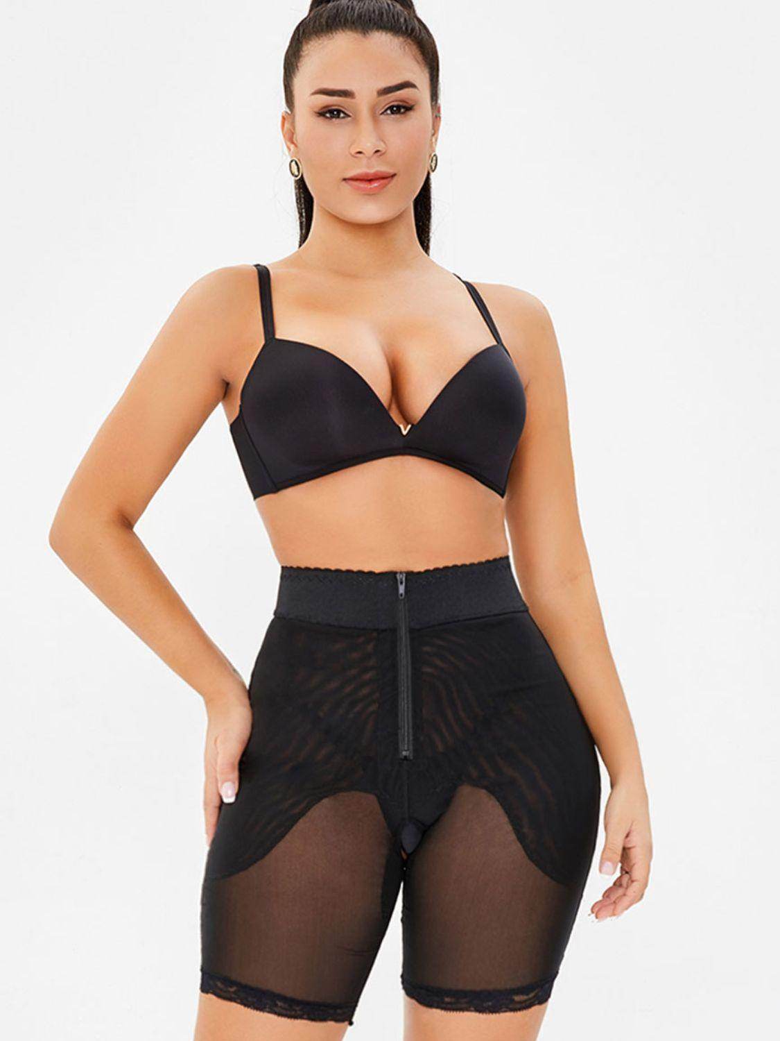 Trendsi Women's high-waisted shaping shorts in black with a flattering fit for enhanced curves