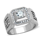 Hollow out mens jewelry ring with a central stone and decorative details for a stylish look