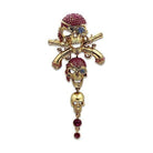 Jeweled eye patch skull pin featuring intricate skull designs and ruby accents for stylish jewelry lovers