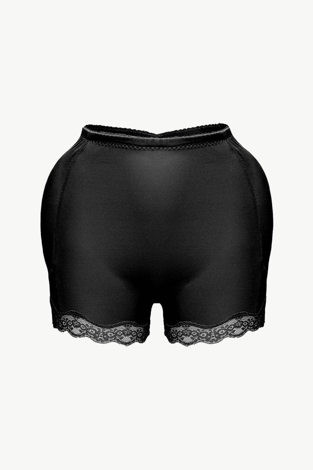 Women's lace trim shaping shorts in black for a smooth and flattering silhouette