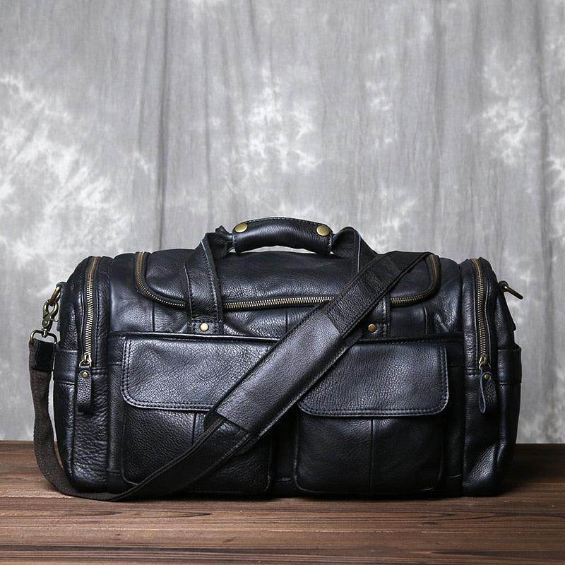 VacationGrabs leather travel duffel bag with spacious compartments and sturdy shoulder strap
