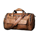 Leather travel duffel bag by VacationGrabs featuring multiple pockets and sturdy handles