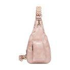 Trendsi pink PU leather sling bag with stylish strap and front pocket for casual outings