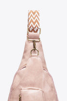 Trendsi pink PU leather sling bag with a stylish strap and zipper pocket for daily use