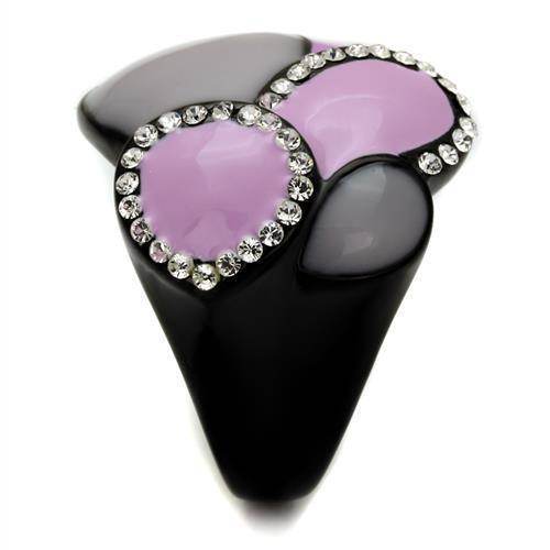 Stylish black ring featuring a light purple crystal ring with sparkling accents for a modern look