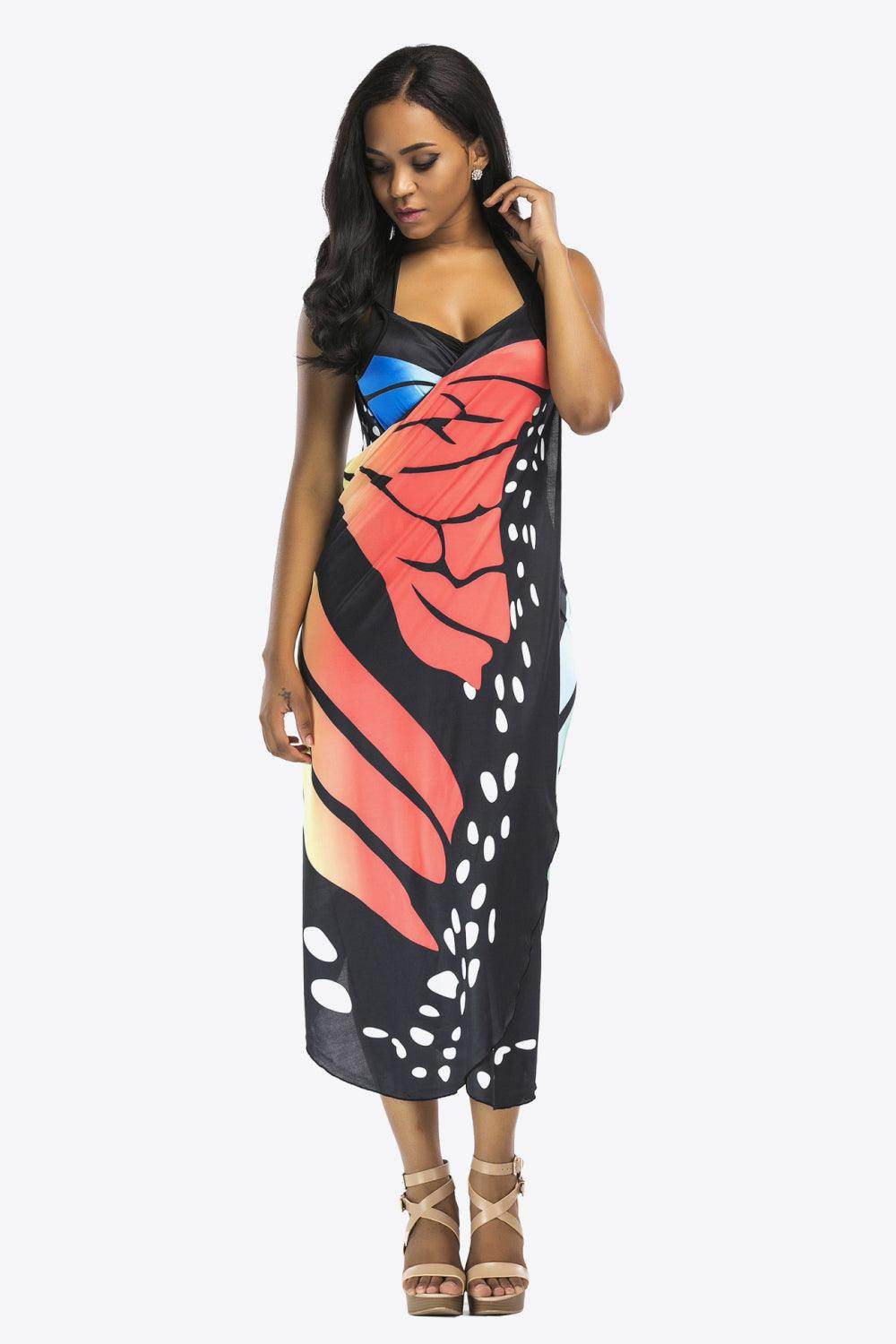 Trendsi lightweight beach cover up featuring a colorful butterfly print for stylish summer outings