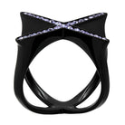 Stylish black ring with lilac synthetic crystal rings for a modern jewelry look