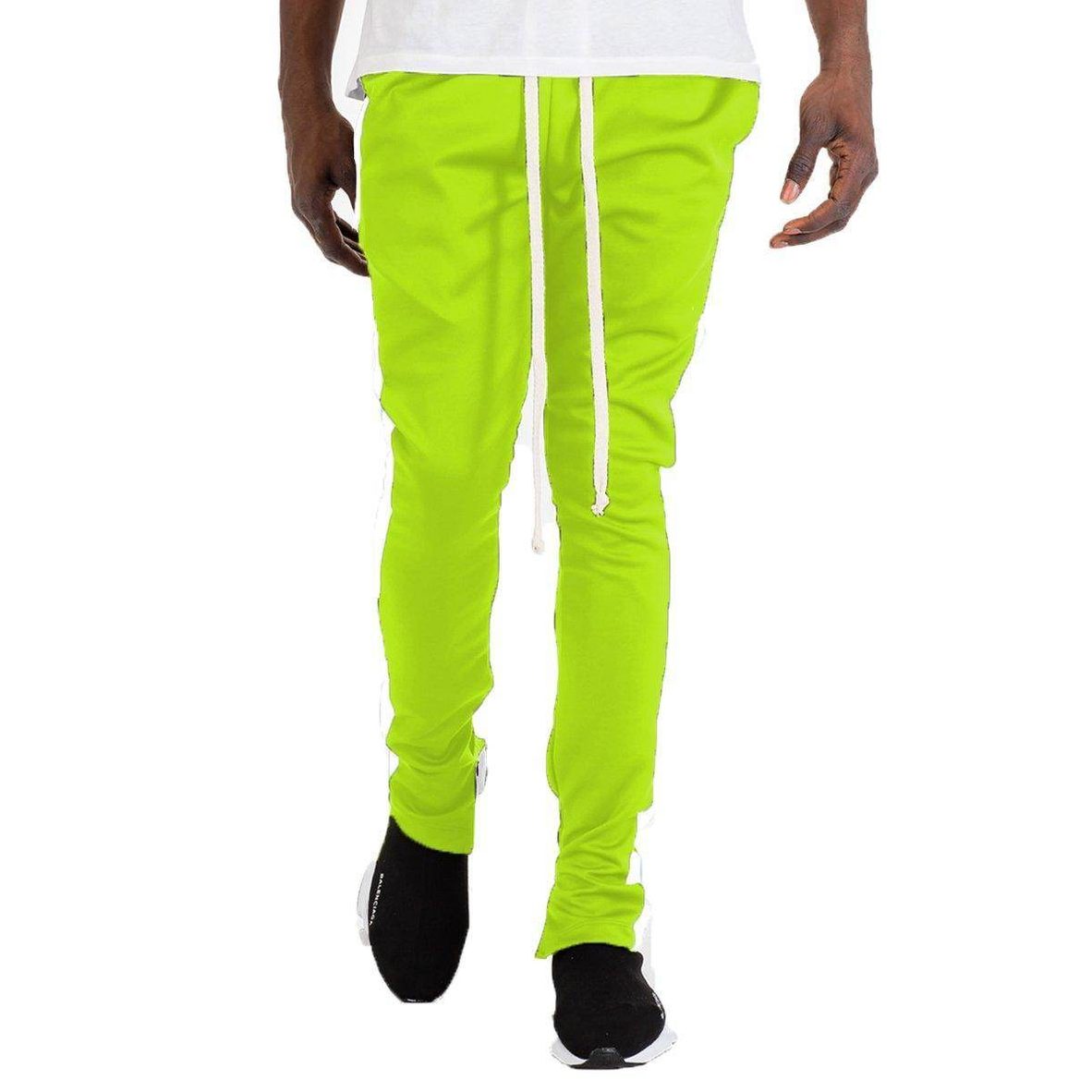 Men's lime green track pants by VacationGrabs with a comfortable fit and stylish design