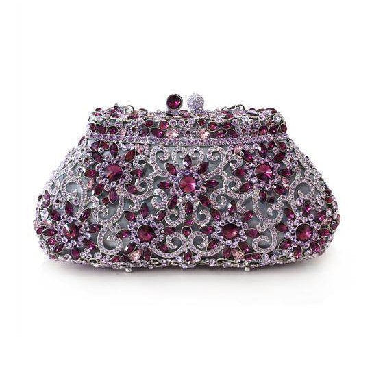 LO2376 - Imitation Rhodium White Metal Clutch with Top - VacationGrabs