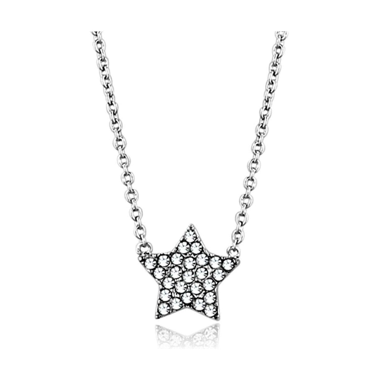 LO3225 - Rhodium Brass Necklace with Top Grade Crystal in - VacationGrabs