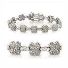 Crystal Flower Tennis Bracelet AAA Grade CZ, Clear Stones - VacationGrabs