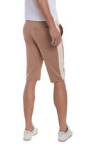 Men's tan long athletic shorts for men with side pockets and a comfortable fit for active lifestyles