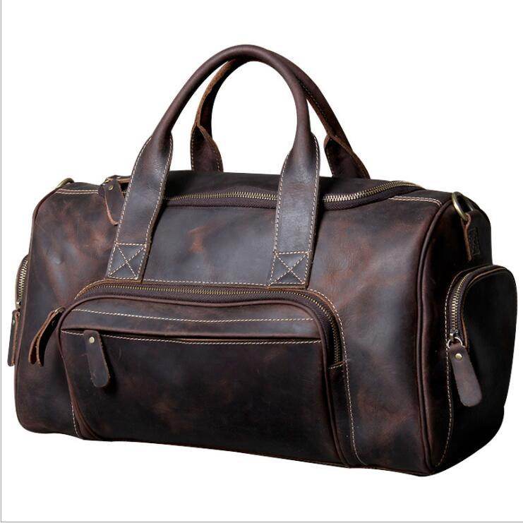 VacationGrabs luxury business travel bag made from premium leather with multiple pockets for organization