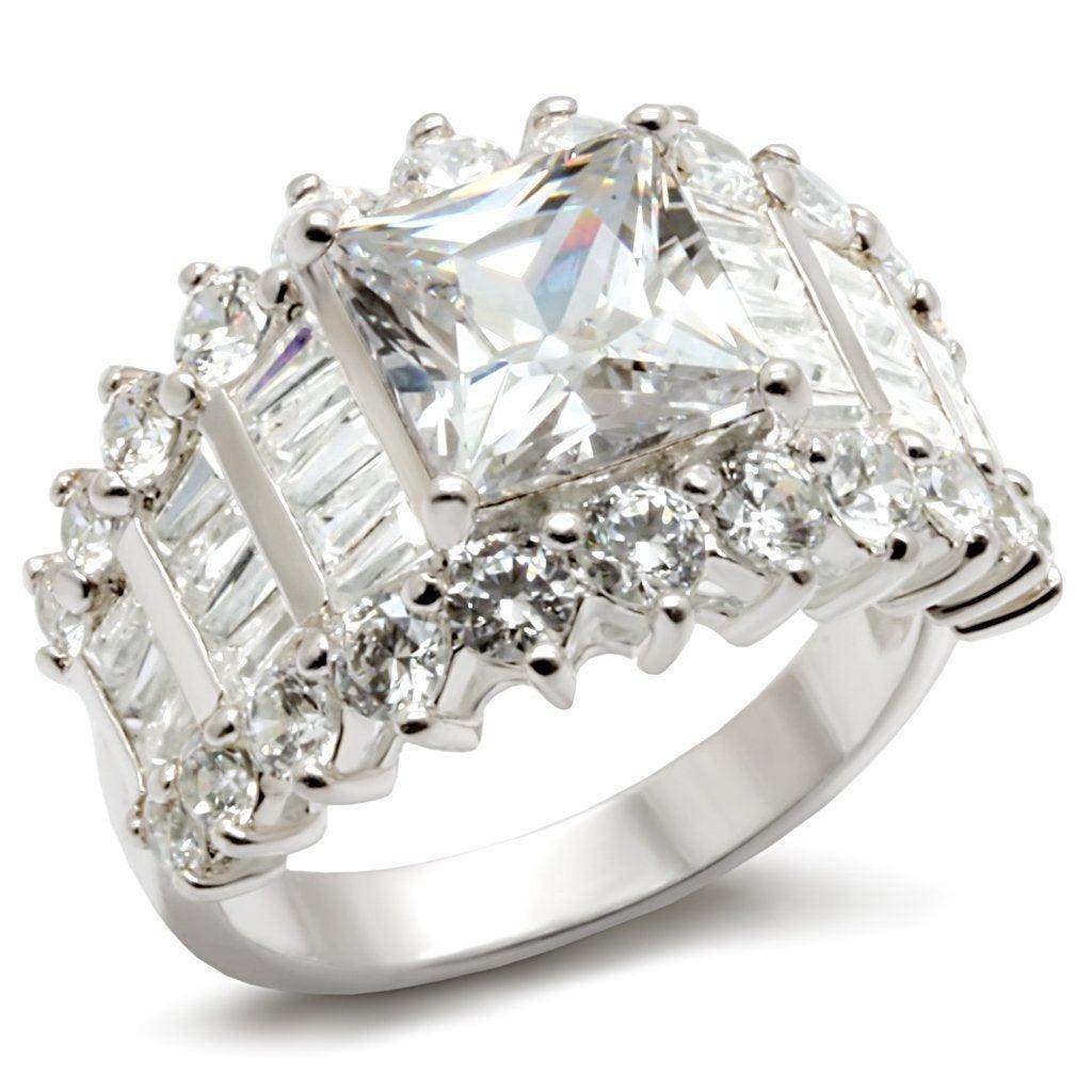 Stunning luxury silver ring for women featuring a large center stone and dazzling side diamonds