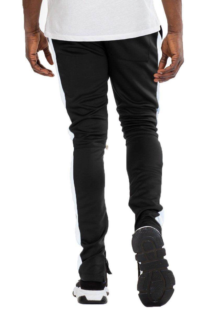 Mens Joggers in Black with White Stripe, Stylish Black White Track Pants for Men for Comfortable Casual Wear