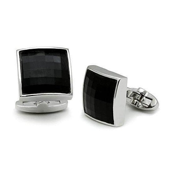 Men's Cufflinks - LO2297 - Rhodium Brass Cufflink with - VacationGrabs