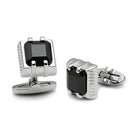 Men's Cufflinks - LO2305 - Rhodium Brass Cufflink with AAA - VacationGrabs