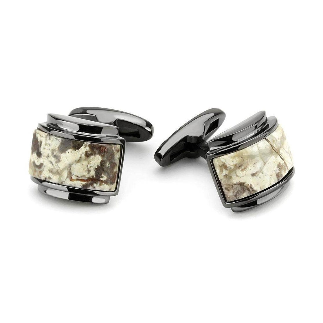 Men's Cufflinks - TK3290 - IP Light Black (IP Gun) - VacationGrabs