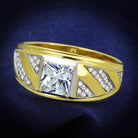 Men's Jewelry - Rings Men's Rings - TS247 - Gold+Rhodium 925 Sterling Silver Ring with AAA Grade CZ in Clear