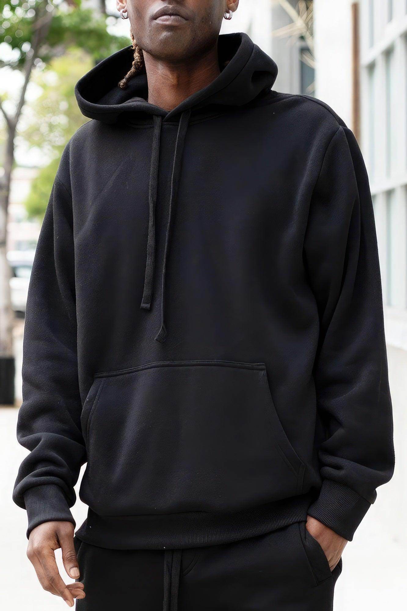 Mens Black Fleece Pullover - VacationGrabs