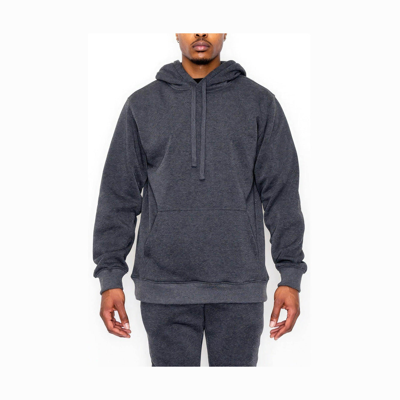 Mens Charcoal Gray Fleece Pullover - VacationGrabs