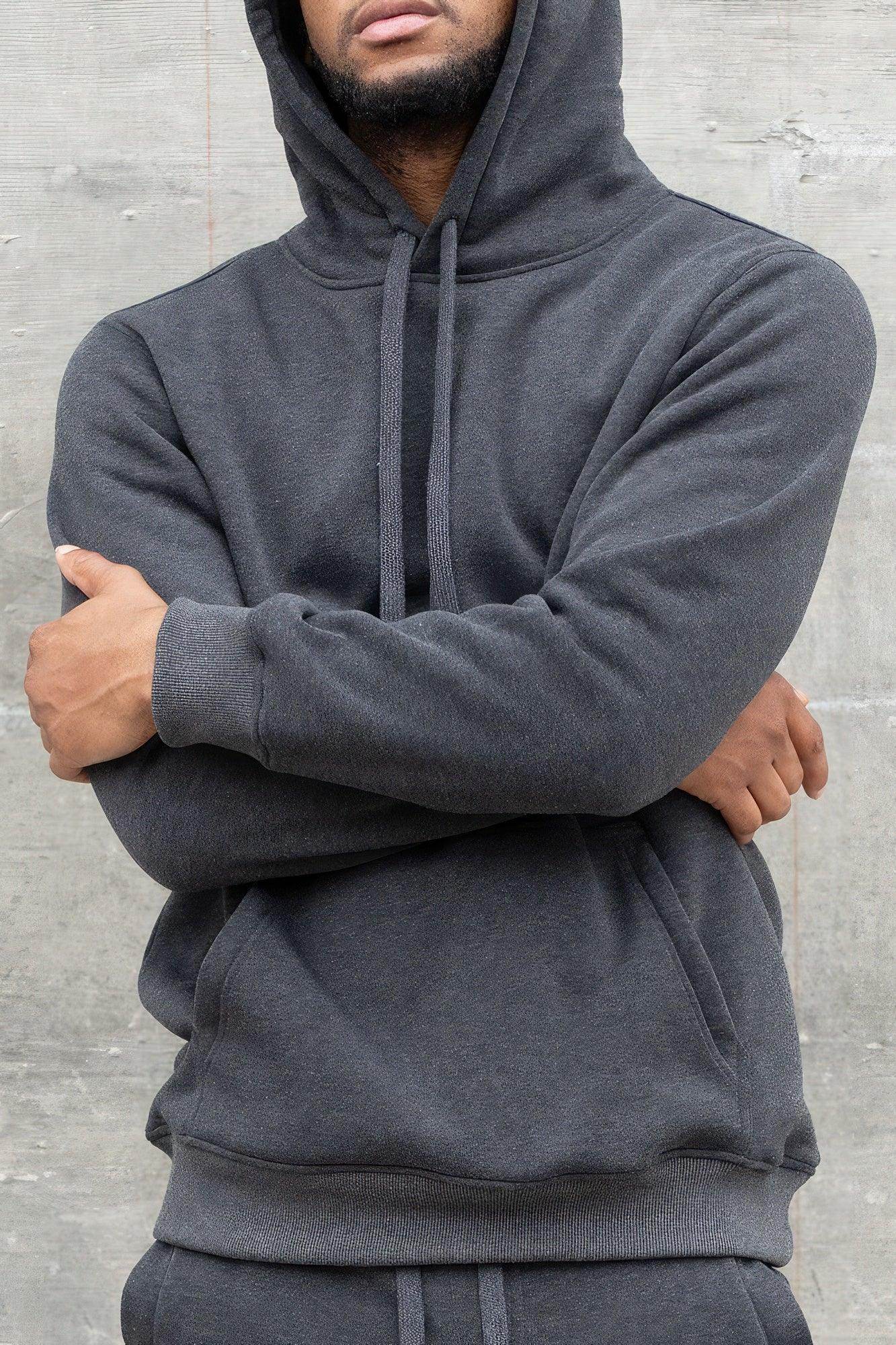 Mens Charcoal Gray Fleece Pullover - VacationGrabs