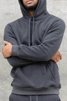 Mens Charcoal Gray Fleece Pullover - VacationGrabs