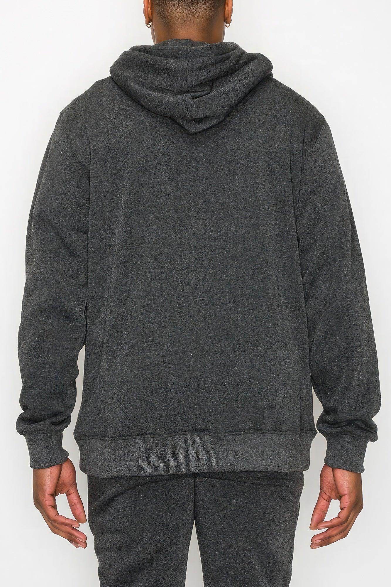 Mens Charcoal Gray Fleece Pullover - VacationGrabs