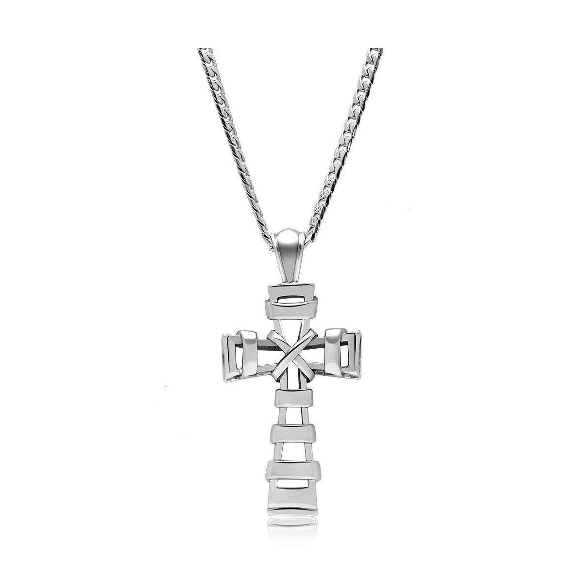 VacationGrabs men's cross necklace high polished with a sleek design and sturdy chain