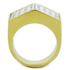 Mens Double Rhinestone Block Stainless Steel Ring - VacationGrabs