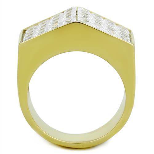 Mens Double Rhinestone Block Stainless Steel Ring - VacationGrabs