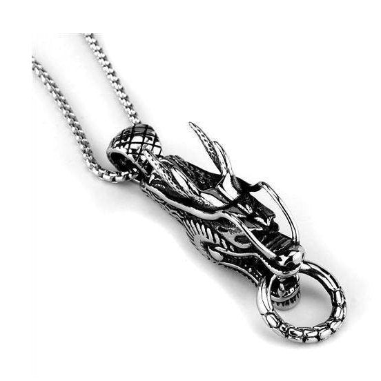 Men's dragon necklace with intricate design and sturdy chain for stylish accessories