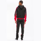 WEIV Men's Gradient Track Set featuring stylish joggers and a matching hoodie in black and red