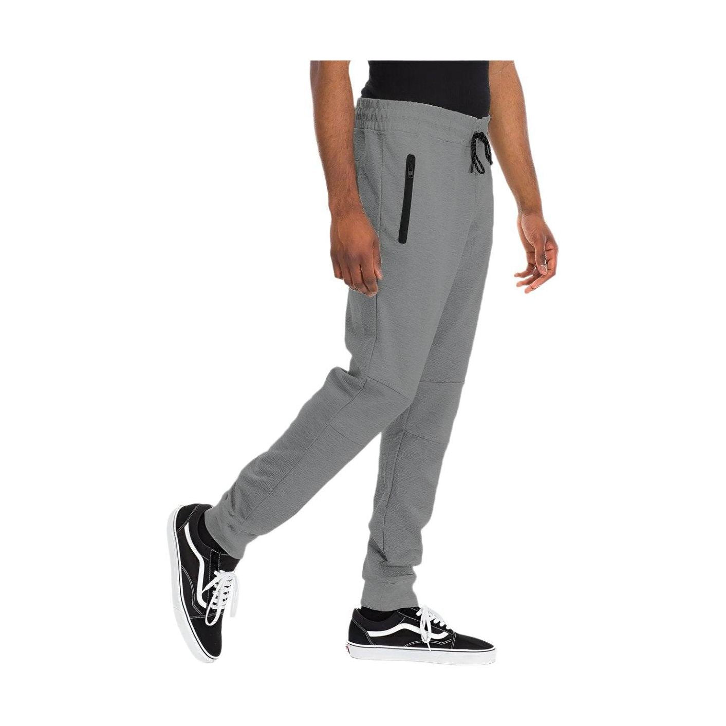 Mens gray sweatpants from VacationGrabs with zippered pockets and comfortable fit for casual wear