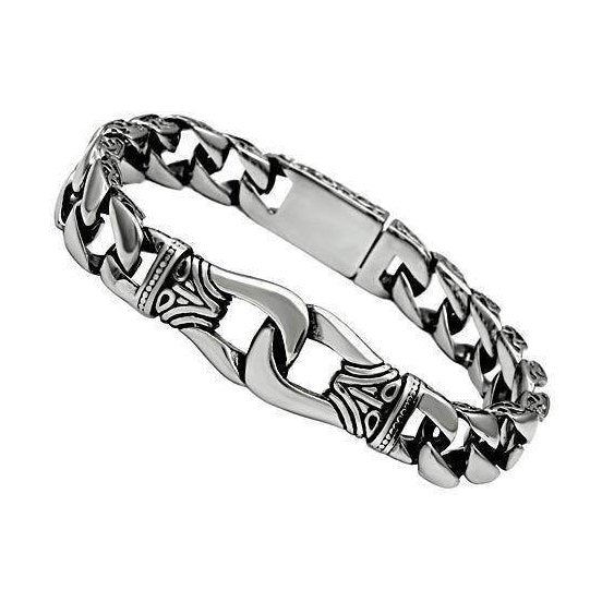Men's high polished bracelet with a stylish chain design crafted for modern fashion