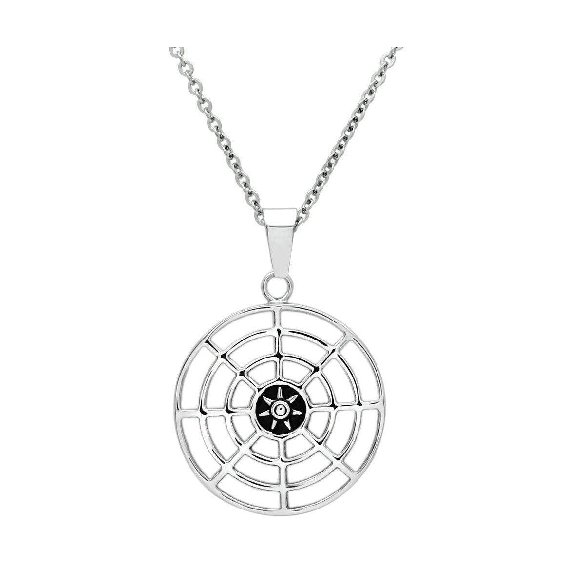 VacationGrabs men's high polished necklace with a unique web design pendant for stylish men's fashion