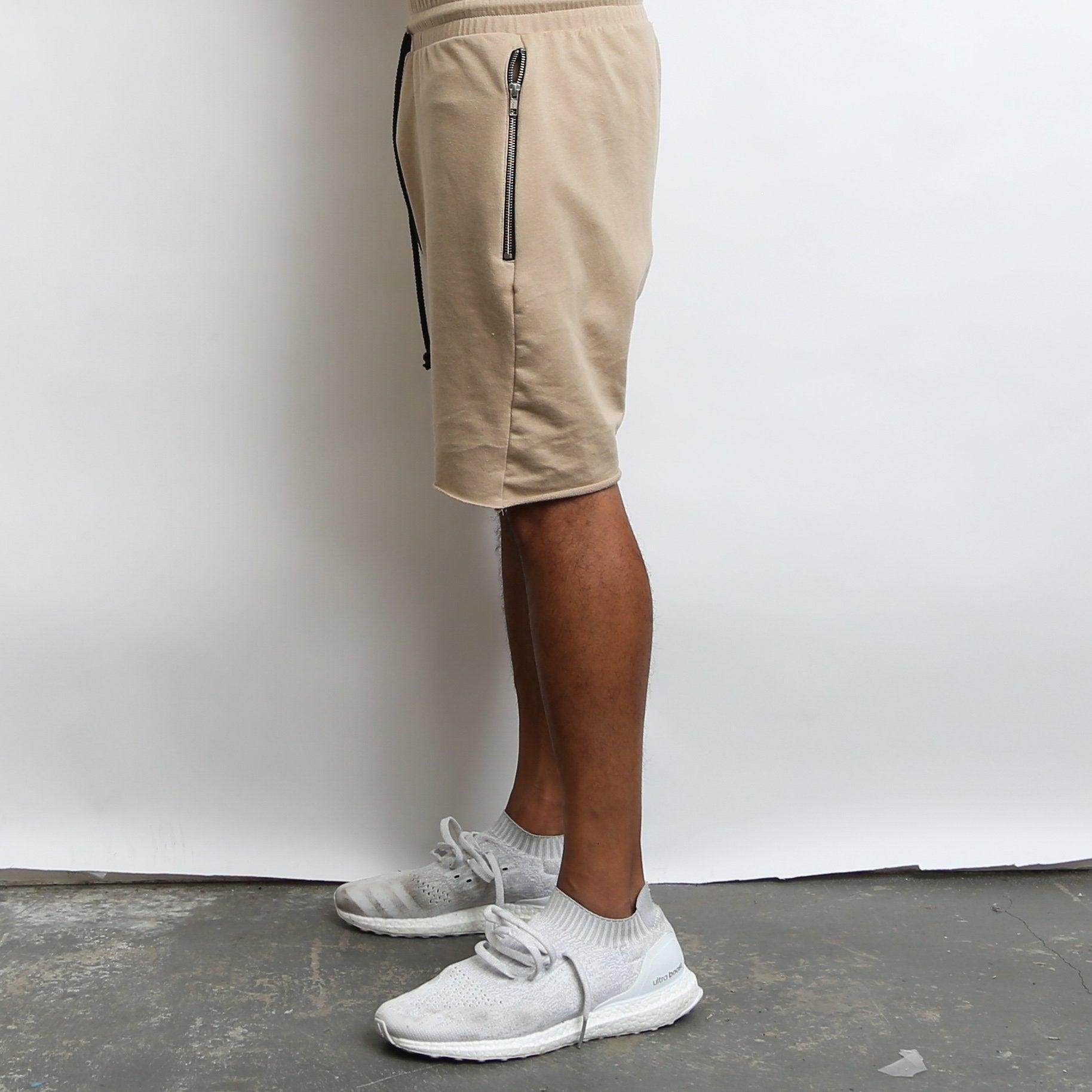 Mens Khaki Shorts by VacationGrabs with Zipper Pockets for Comfortable Wear
