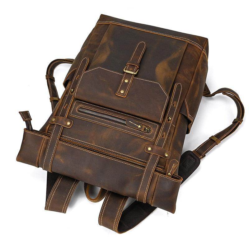 Mens Leather Backpack Vintage Travel Bag - VacationGrabs