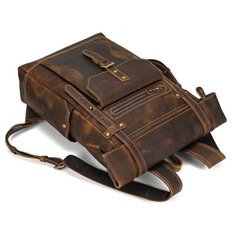 Mens Leather Backpack Vintage Travel Bag - VacationGrabs