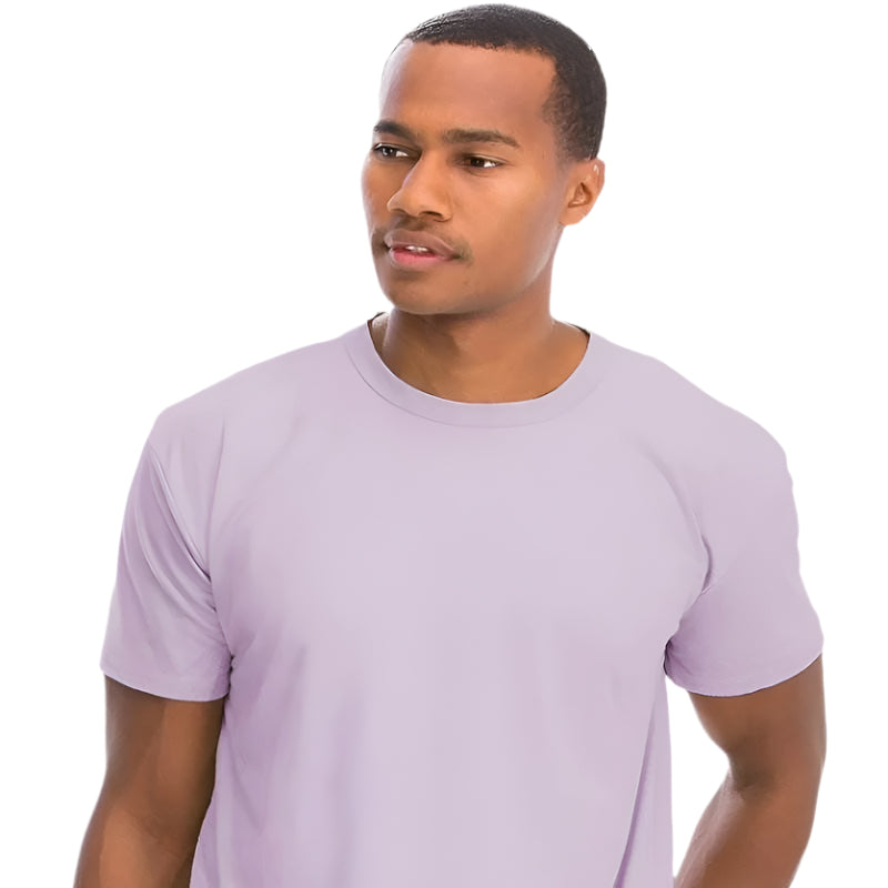 Men's Light Purple Tee Shirt from VacationGrabs, featuring a relaxed fit and soft fabric for comfort