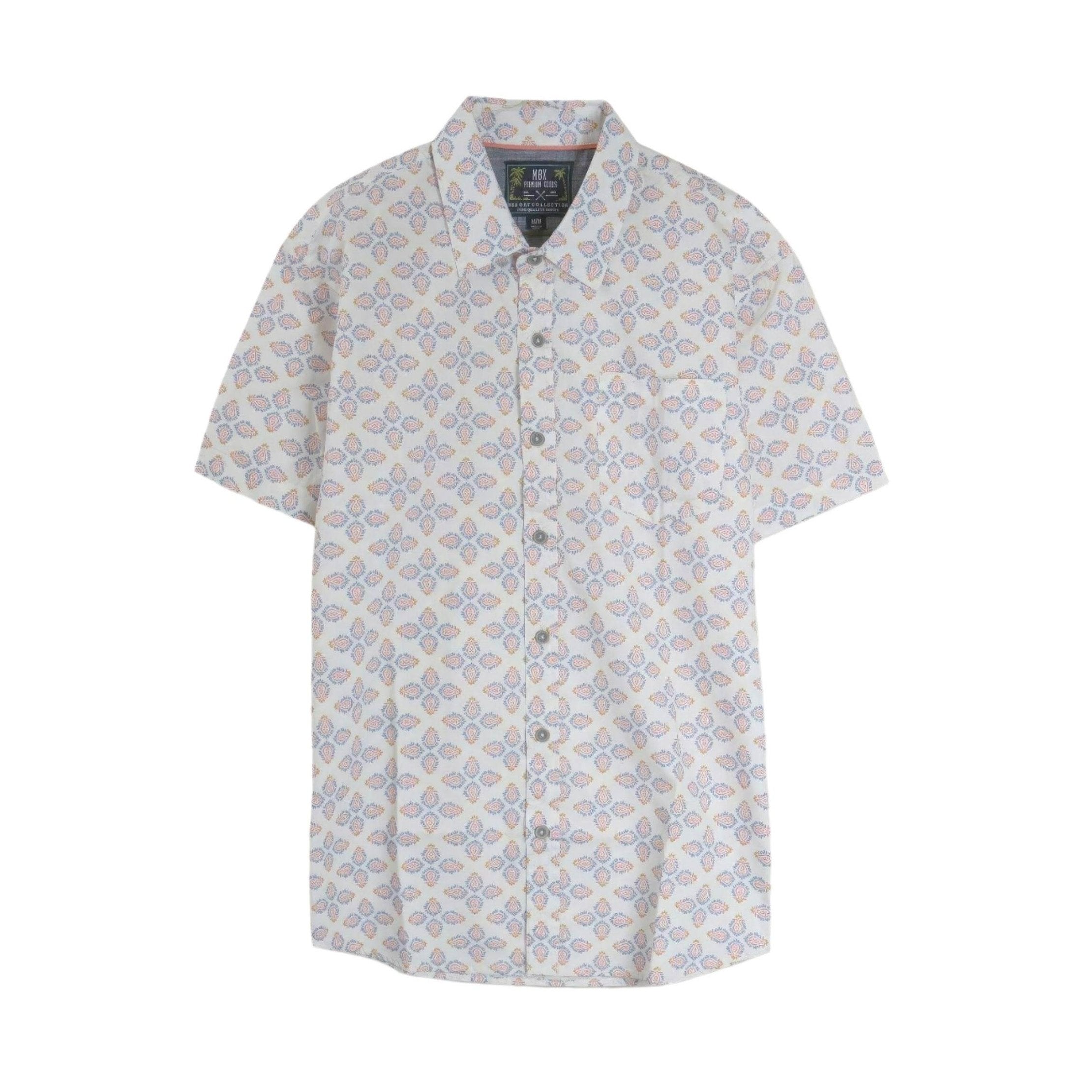 Mens White Multi Geo Tile Shirt - VacationGrabs