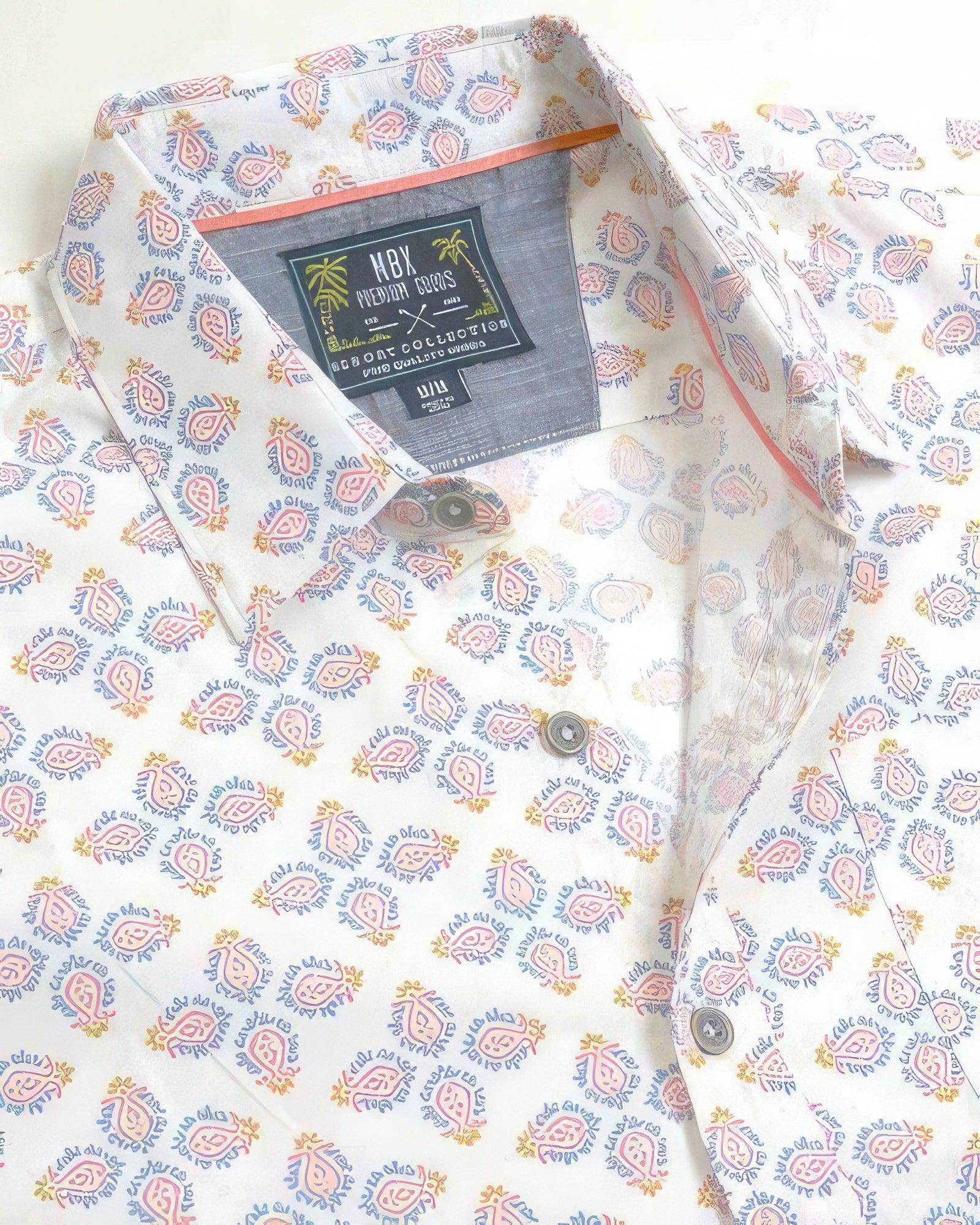 Mens White Multi Geo Tile Shirt - VacationGrabs