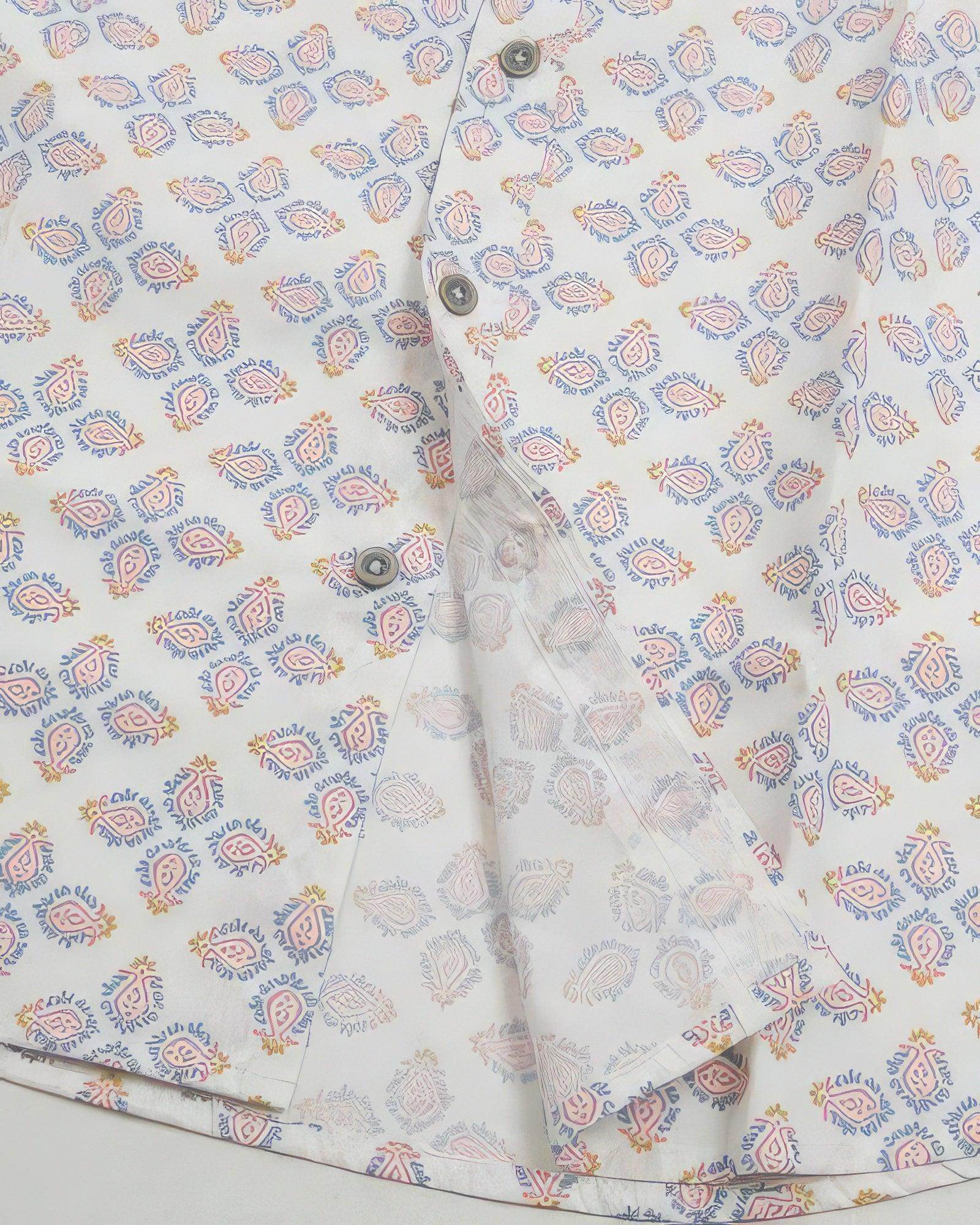 Mens White Multi Geo Tile Shirt - VacationGrabs