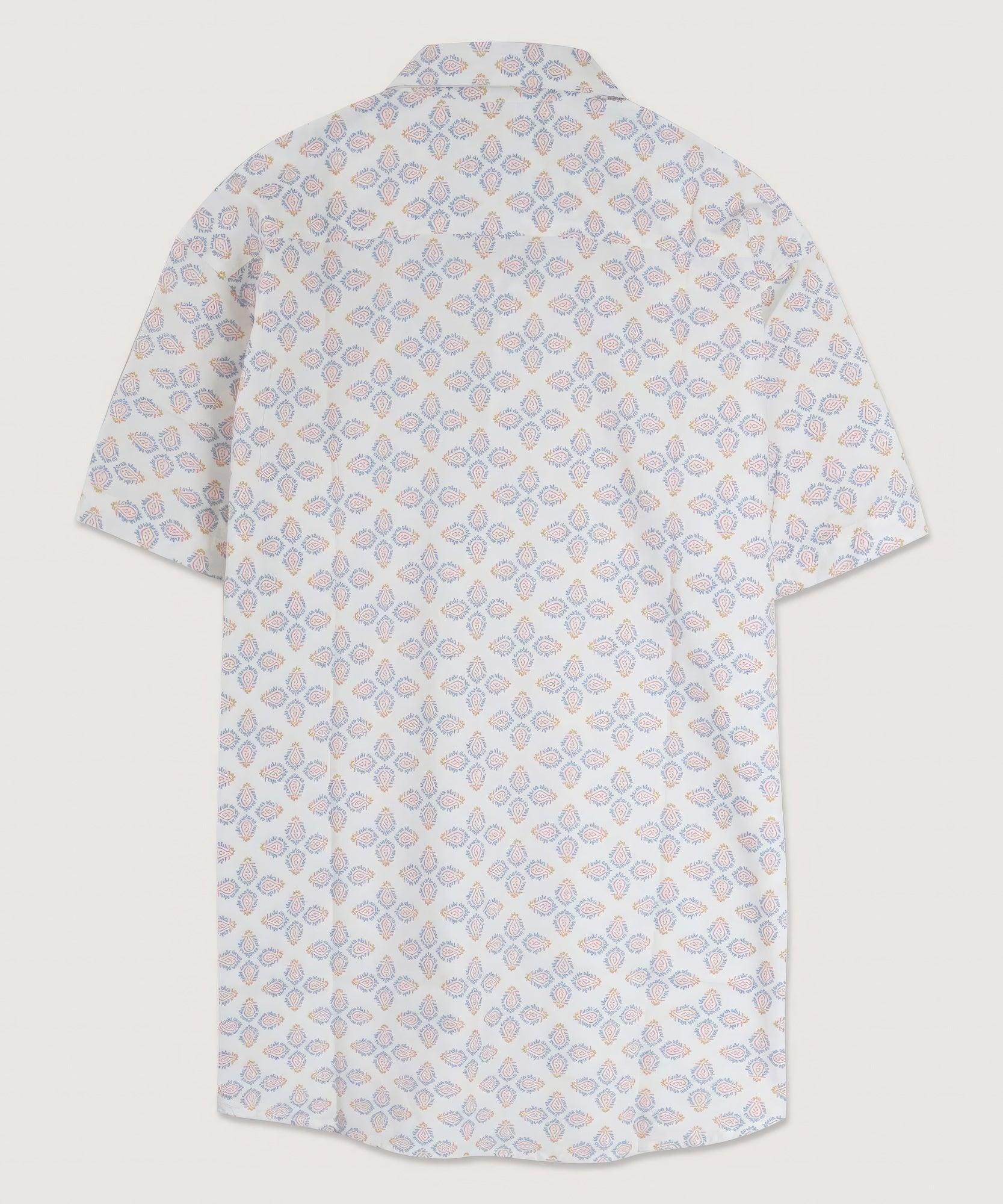 Mens White Multi Geo Tile Shirt - VacationGrabs